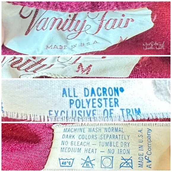 Vanity Fair Burgundy Long Robe with White Trim Size Medium - Picture 5 of 5